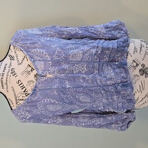 Blue 3/4 Length Sleeve American Eagle Blouse